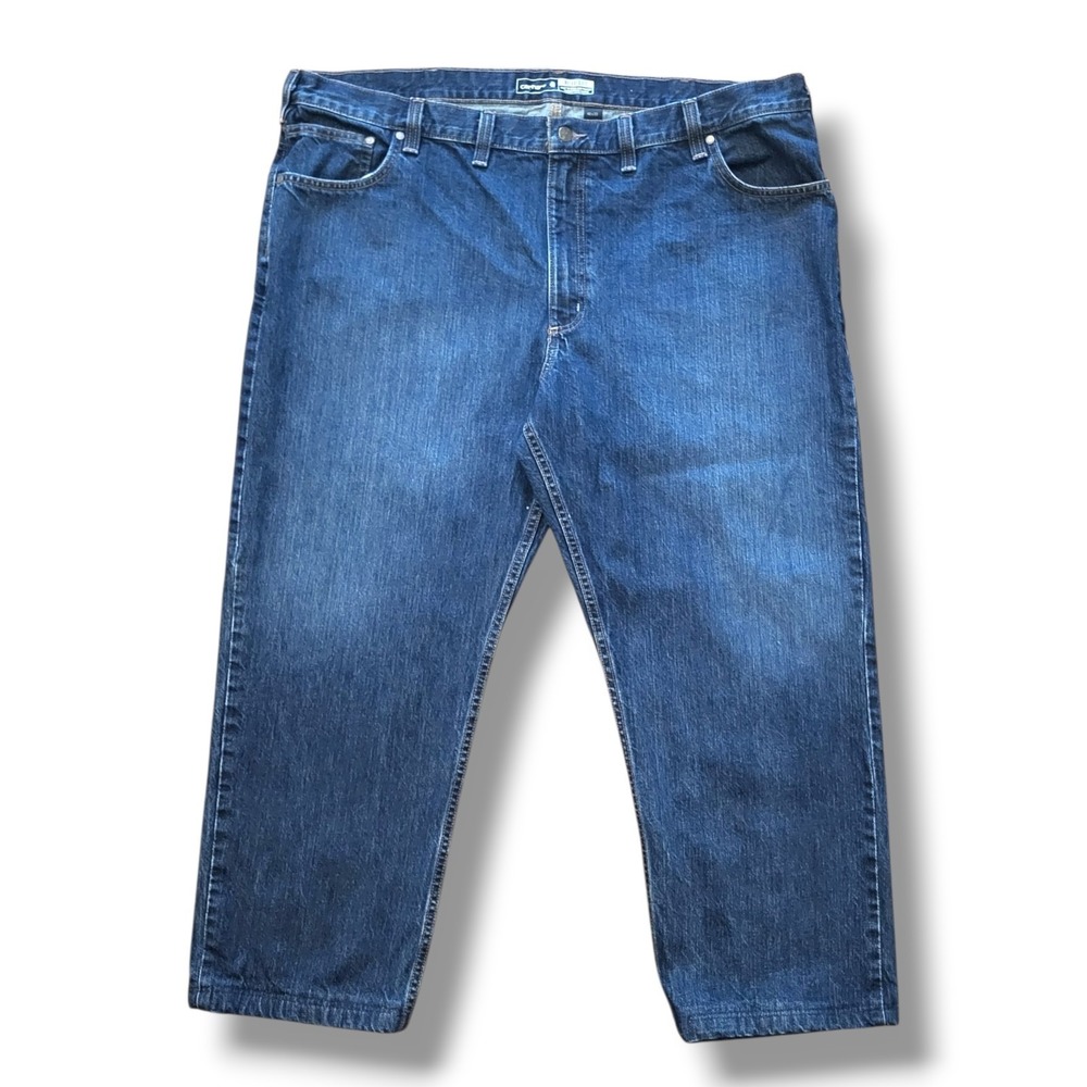 Carhartt Relaxed Fit Jeans Men's 46x30 Dark Wash Denim 100% Cotton Workwear
